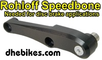 The Rohloff speedbone is used to lock in the axle plate to disc brake caliper mounts on your mountain bike frame